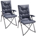 Luxury Camping Chairs 2 Set for Adults Heavy Duty High Back Oversized Folding Garden Chair Comfy Padded Loadable 330LBS Adjustable Dining Chairs 4 (Grey)