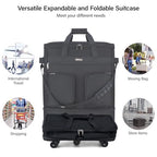 Expandable Collapsible Luggage with Wheels (Black-1)