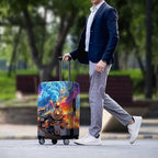Vintage Sunset Steam Train Print Luggage Cover (L(for 26-29 inch luggage) / Sunset Train)