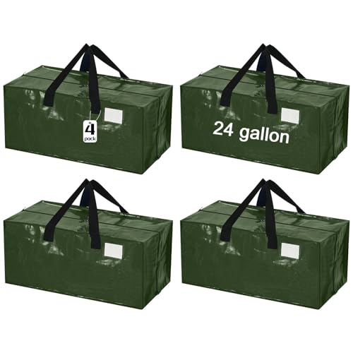 4 Pcs 24 Gallon Extra Large Moving Bags Heavy Duty Storage Bag (24 Gallon / Green)