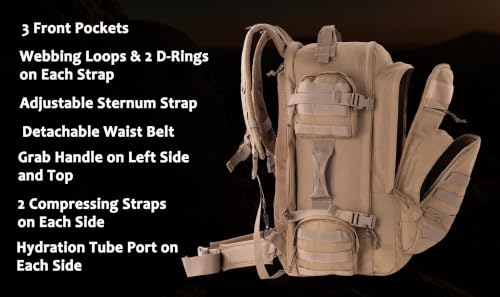 Large Tactical Backpack Bag For Hiking (Camo)