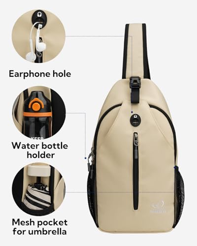 Crossbody Sling Backpack Sling Bag Travel Hiking Daypack (Z-beige / Small)