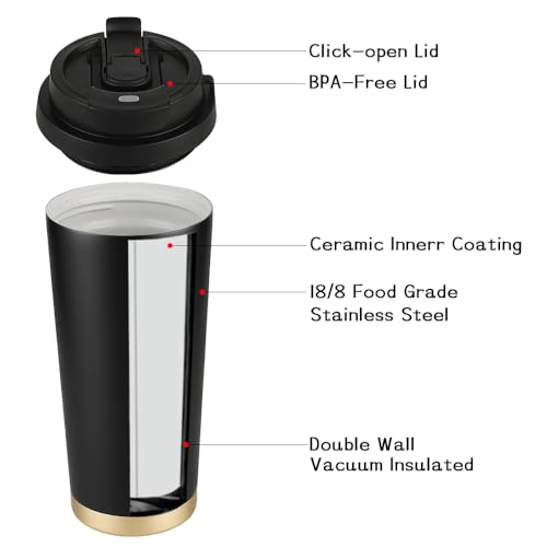 Coffee Travel Mug with Flip Lid (Black_TravelMug_16oz)