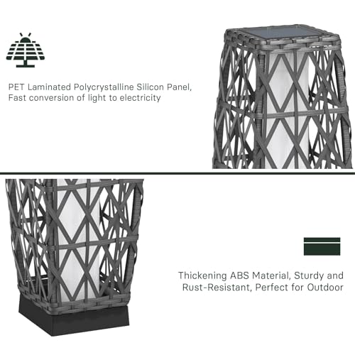 2 Piece Solar Outdoor Floor Lamp Solar Powered Wicker Lantern Outdoor Weather (2 PCS Large / Cindy)