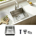 15 x 15 inch Drop in Bar Sink (Brushed Nickel / 15" x 15" x 9")
