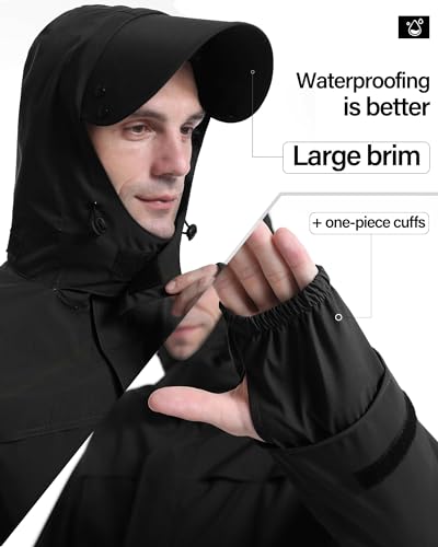 Rain Suit Waterproof Breathable Lightweight 2 (3X-Large / Black)