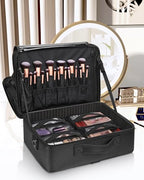 Extra Large Makeup Case with 4 Pcs Makeup Bags (Black with 4 Makeup Bags / Extra Large)