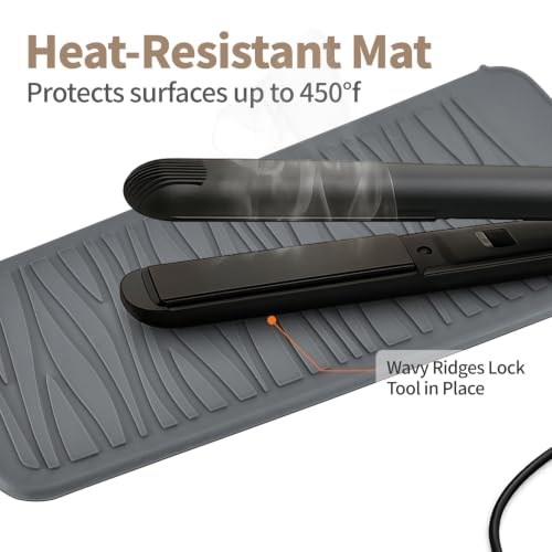 Silicone Heat Resistant Mat for Hair Iron (1 Pack / Grey)