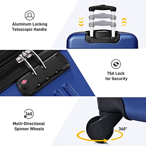 3 Piece Luggage Set (3-piece Set(20/24/28) / Deepblue-2)