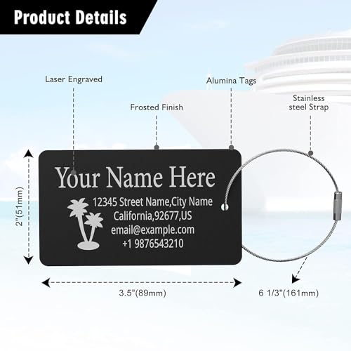Luggage Tags for Suitcase (Black / Horizontal (2x3.5"))