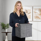 Storage Bins with Lids (13×13×13/4pcs with lids / Charcoal Gray)
