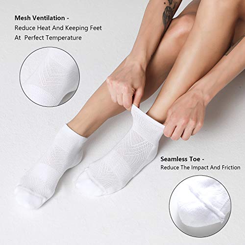 6 Pack Women's Ankle Socks with Cushion (Medium / White)