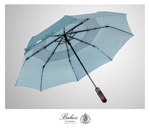 Folding Umbrella Real Wood Handle Kimono Navy Sea Blue (Kimono Navy Sea Blue)