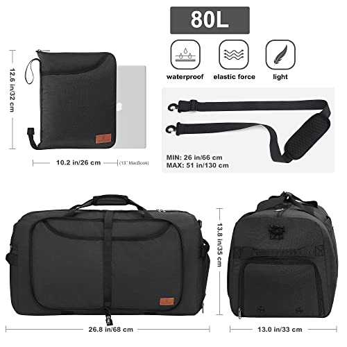 80L Duffle Bag for Travel (80L / Black)