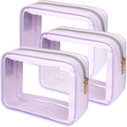 Clear Makeup Bag Travel (3 Pack Purple / TSA Specialist (3-Pack Medium - Soft))
