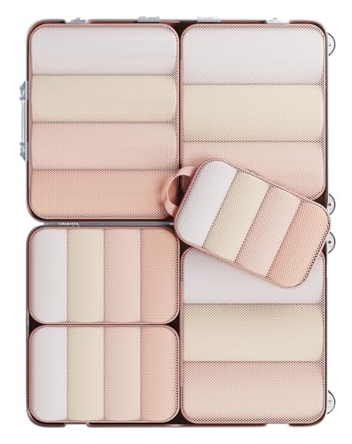 6/9/11 Set Compression Packing Cubes for Travel Essentials,Compressible Expandable Large Luggage Suitcase Organizer Bags for Clothing,Space Saver Bags with Over 1000 pcs of Mesh Holes(Beige) (Beige / 6 set)