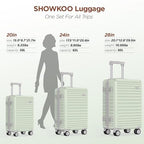 3pcs Luggage Set (Cyan / 3PCS/20 in/24 in/28 in)