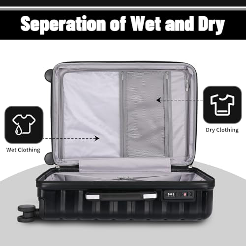 3 Piece Hardshell Travel Luggage Set (20in/24in/28in (3-Piece Set) / Black)