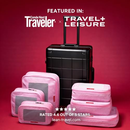 Premium Compression Packing Cubes for Travel (Pink Stripes / 6 pack)