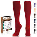 Copper Compression Dress Socks for Women & Men (Small-Medium / Red)
