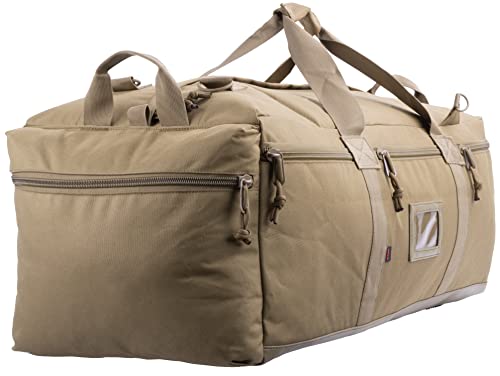 Large Military Duffle Bag Tactical Gear Load Out Bag Deployment Cargo Bag Travel Sports Equipment Duffel Luggage Bag with Backpack Straps 90L (COYOTE TAN)