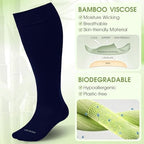 Plus Size Compression Socks for Women&Men Viscose for Bamboo Wide Calf 15 (4X-Large / 3 Pair-navy Blue)