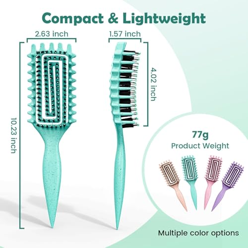Curl Defining Brush with Side Gear for Curly Hair (Green)
