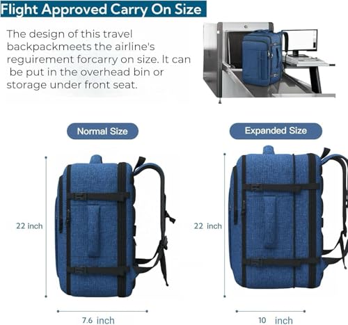 55L Extra Large Travel Backpack for Men (Blue / 3X-Large(22"x14"x10"))