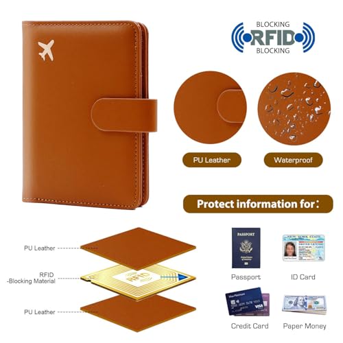Premium Leather Passport Holder Covers Case (UP-BROWN)