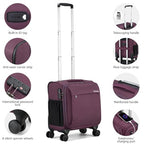 16 Inch Underseat Carry On Luggage with Wheels Small Suitcase Softside Luggage Bags for Travel Lightweight Suitcases with Wheels Travel Luggage Personal Item for Men and Women (Purple / 16 Inch)