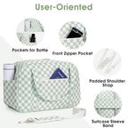 Carry on Duffle Bag Underseat for Airplane (Z-Mint Green Checkerboard / Small without laptop compartment)