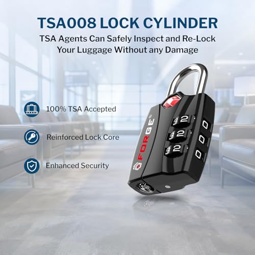 Open Alert TSA Approved Luggage Locks (Black 4PK)