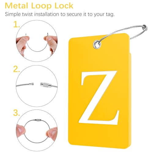 2 Pack Initial Luggage Tags for Suitcases Airplane Travel Essentials (Large Z / Yellow)