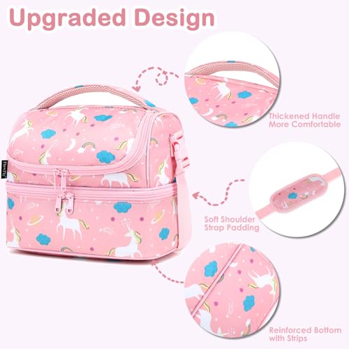 Kids Double Decker Cooler Insulated Lunch Bag Large Tote for Boys (Unicorn)