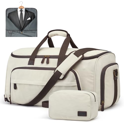 Garment Bag for Travel Convertible Duffle Bag Suit Bag for Men Women (50l / Beige)