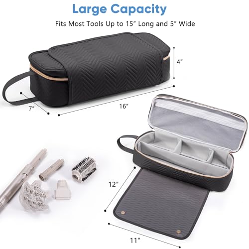 2IN1 Hair Tools Travel Bag with Heat Resistant Mat for Shark Flexstyle (X-large / Black)