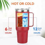40 oz Stainless Steel Tumbler with Handle (Red / 40 Ounces-8)