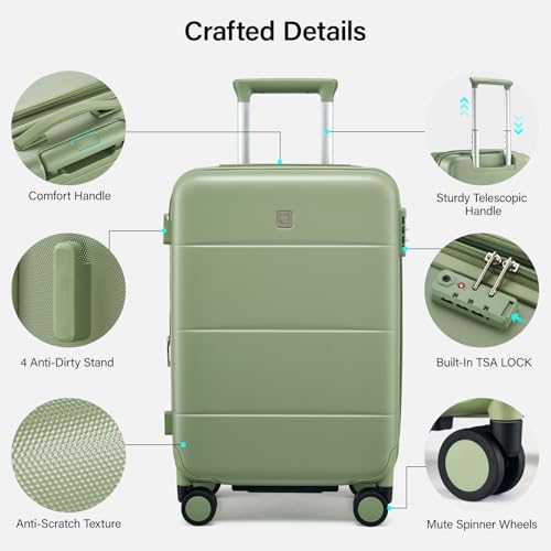 Expandable Large Checked Luggage (Bamboo Green / 28 Inch EXT)