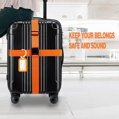 8 Pack Luggage Straps and Tags Set (02 Orange)
