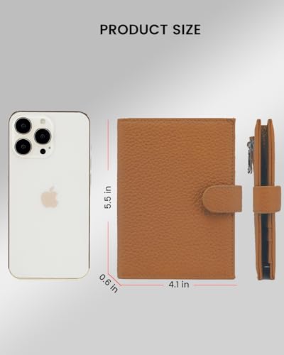 RFID Passport Holder Travel Wallet Compact for Women (Bright Brown)