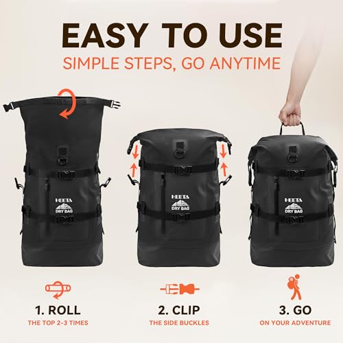 Dry Bags Waterproof Backpack 40L for Men & Women (Black / 40L)