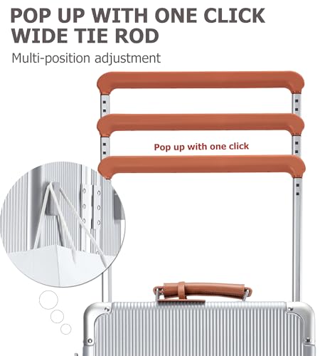 Aluminum Frame Wide Handle PC Carry On Luggage (Pro-silver-brwon / 20in)