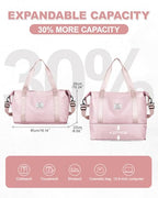 Travel Tote Bags For Women (A113-Pink-Expandable / X-large)