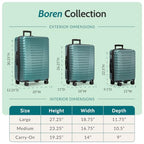 Boren Expandable Hardside Rugged Travel Luggage with 8 Spinner Wheels (2-Piece Set, USB Port in Carry-On / Teal)