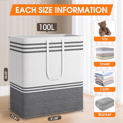 3 Pack Large Laundry Baskets (3 x 100L)
