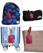 Leather Luggage Tags for Suitcases (Wine Red)