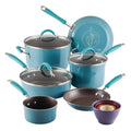 Cucina Nonstick Cookware Pots and Pans Set (Agave Blue / 14 Piece)