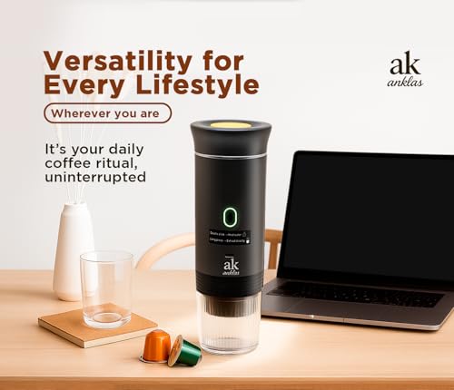 3-in-1 Portable Coffee Maker – Electric Espresso Machine for Travel – Compatible with Ground Coffee, NS & DG Capsules – USB-C Rechargeable Portable Espresso Maker (Gray) (Gray)