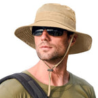 Sun Hats for Men Women Fishing Hat UPF 50+ Breathable Wide Brim Summer UV Protection Hat (Khaki)