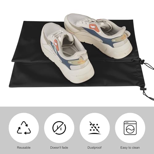 8 Pcs Single Shoe Bags for Travel with Drawstring (Black)